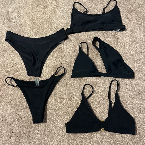 SHEIN Other - Womens Shein Black Bikini Swim Bundle Set Tops Bottoms Medium/Large